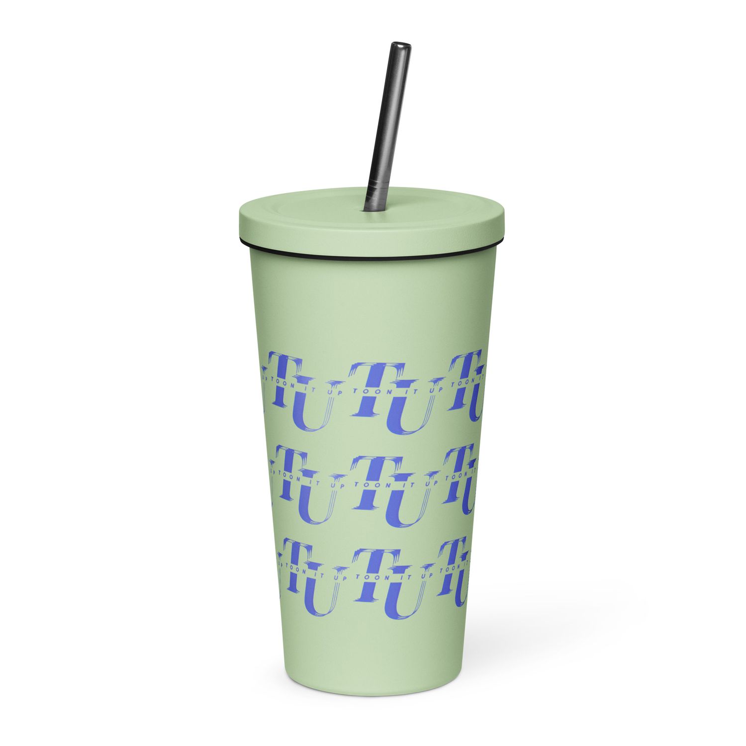 Toon It Up tumbler with a straw