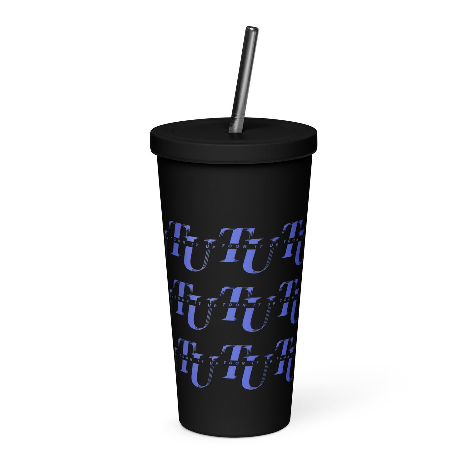 Toon It Up tumbler with a straw