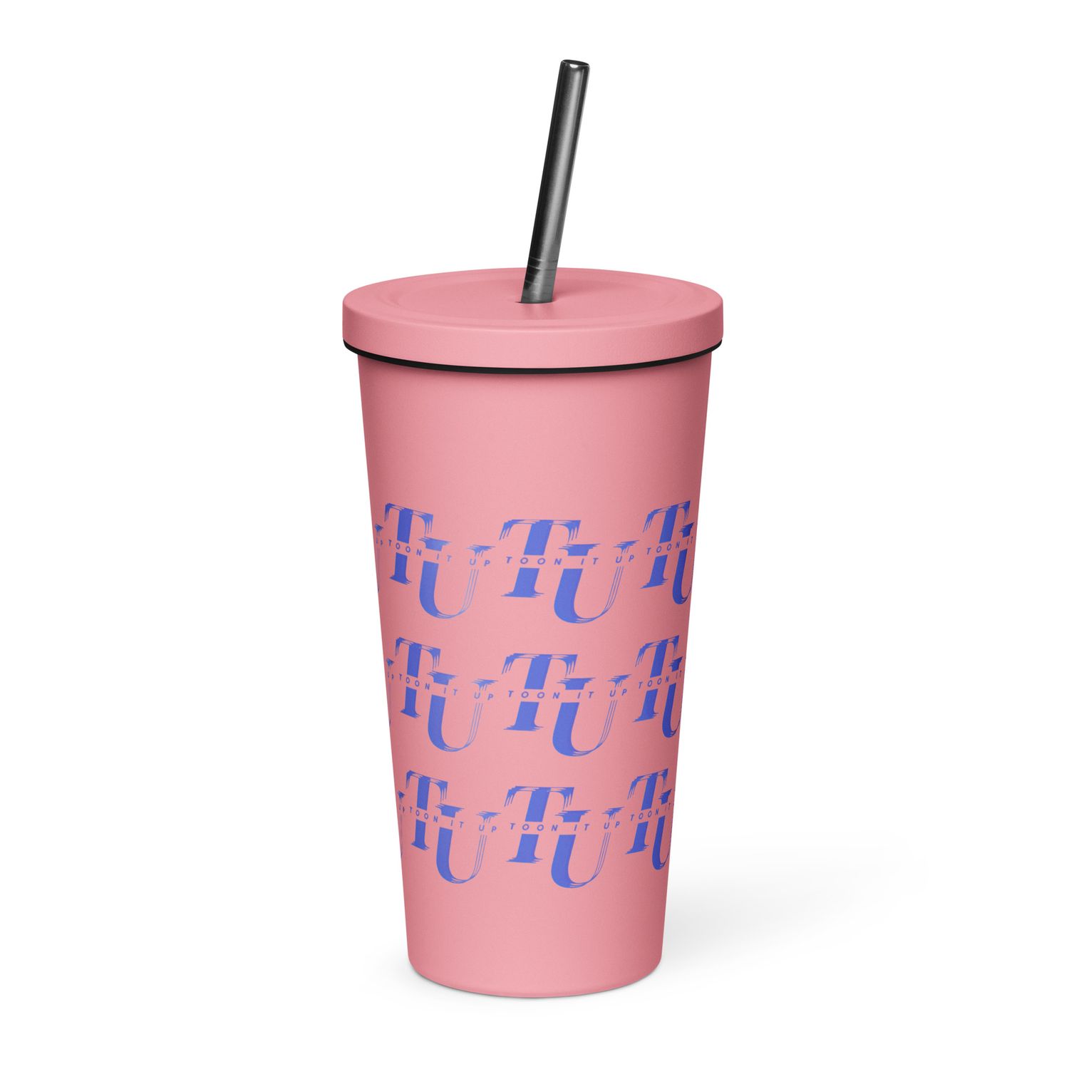 Toon It Up tumbler with a straw