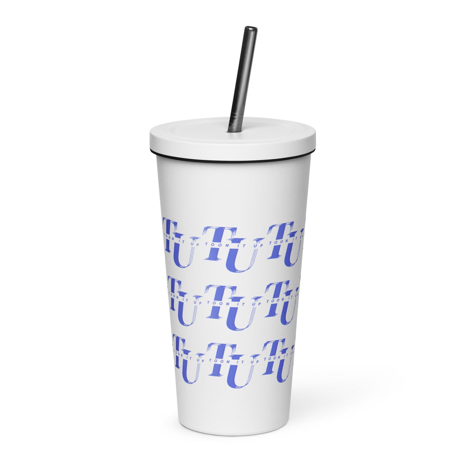 Toon It Up tumbler with a straw