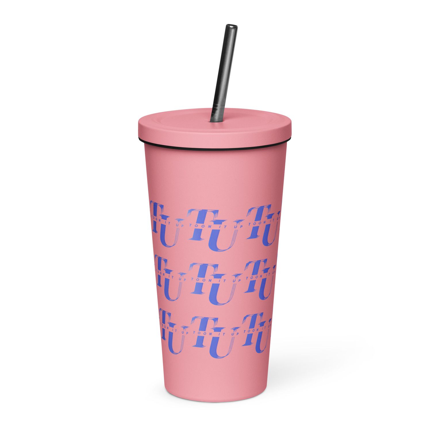 Toon It Up tumbler with a straw