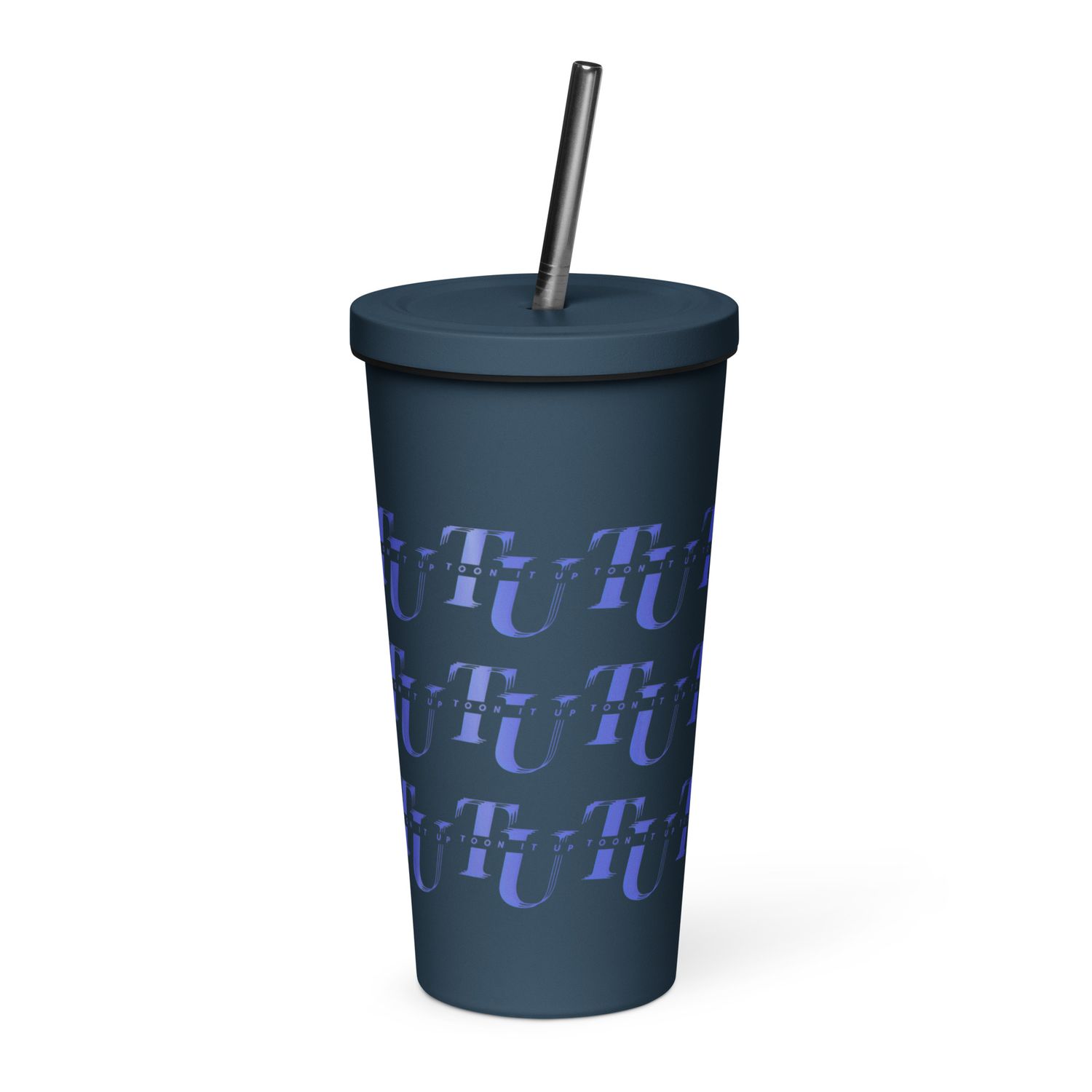 Toon It Up tumbler with a straw