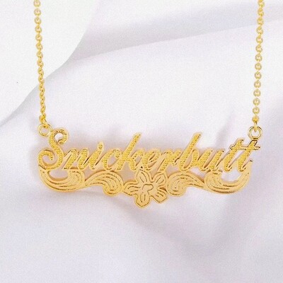 Flower Wave 3D Custom Nameplate Necklace