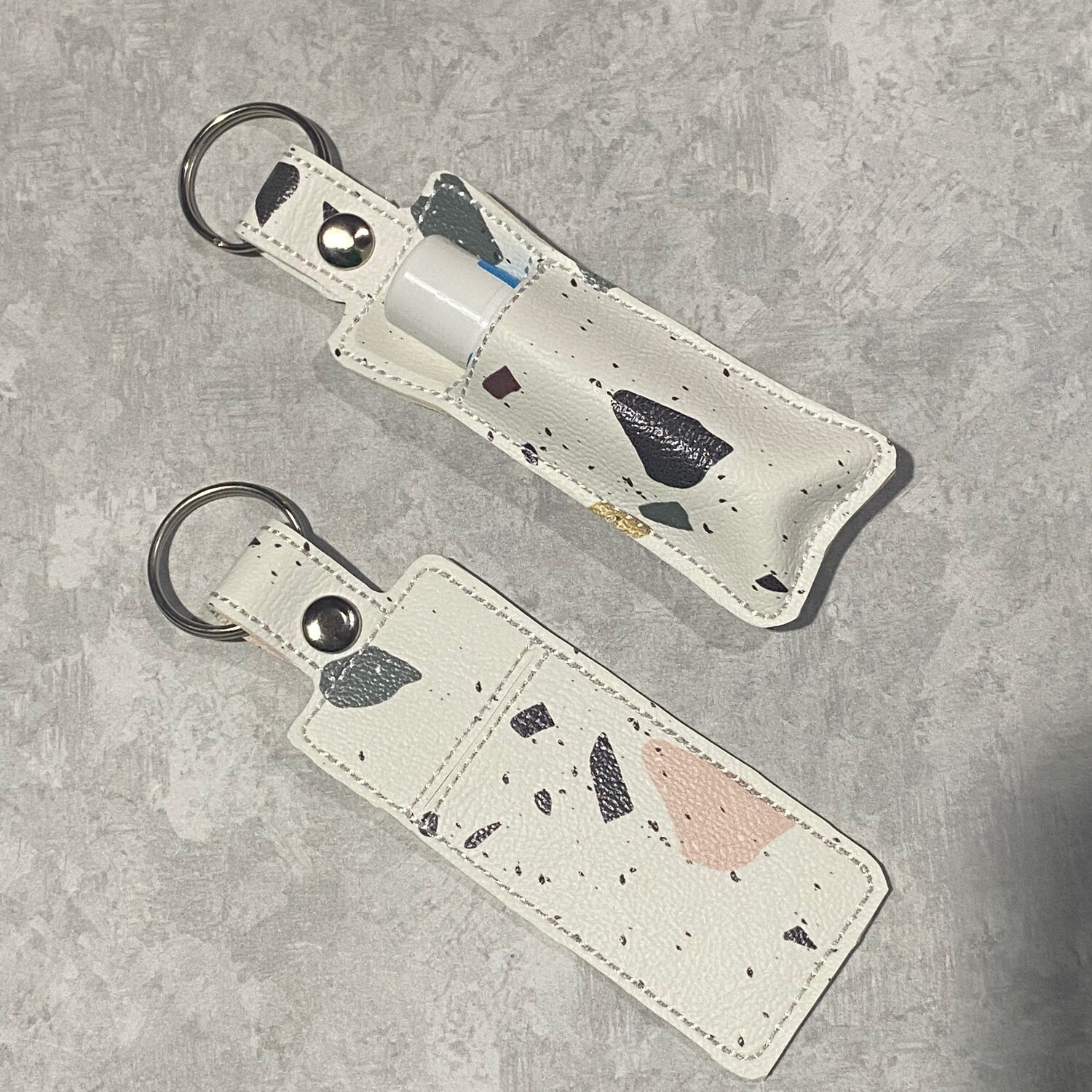 White Splatter Chapstick Holder