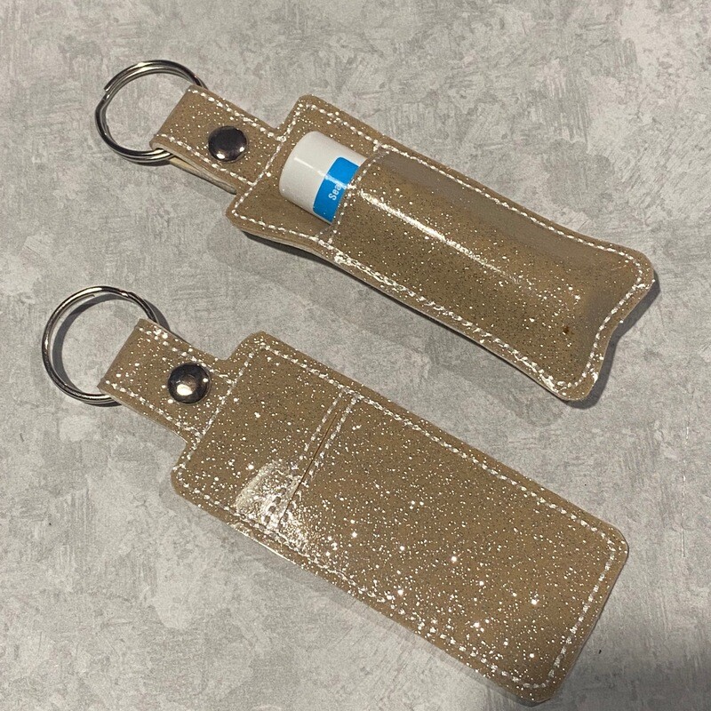 Tan Glitter Chapstick Holder