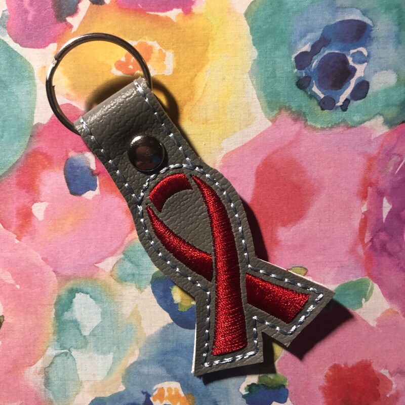 Awareness Ribbon - Red Glitter Back