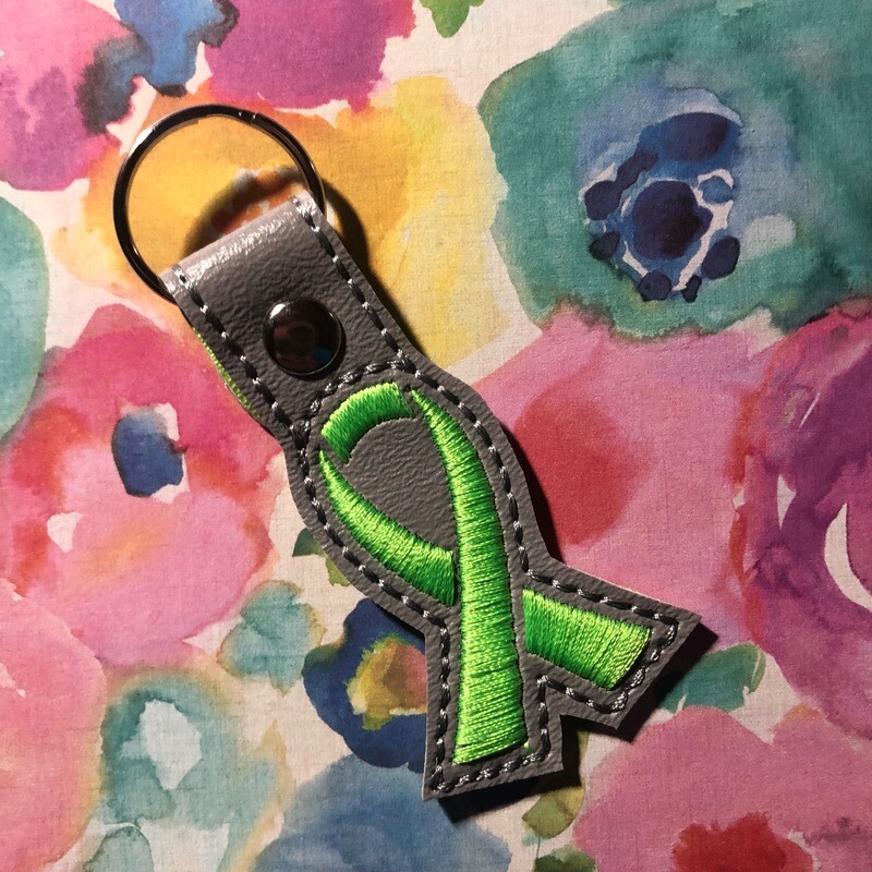 Awareness Ribbon - Lime Green Glitter Back