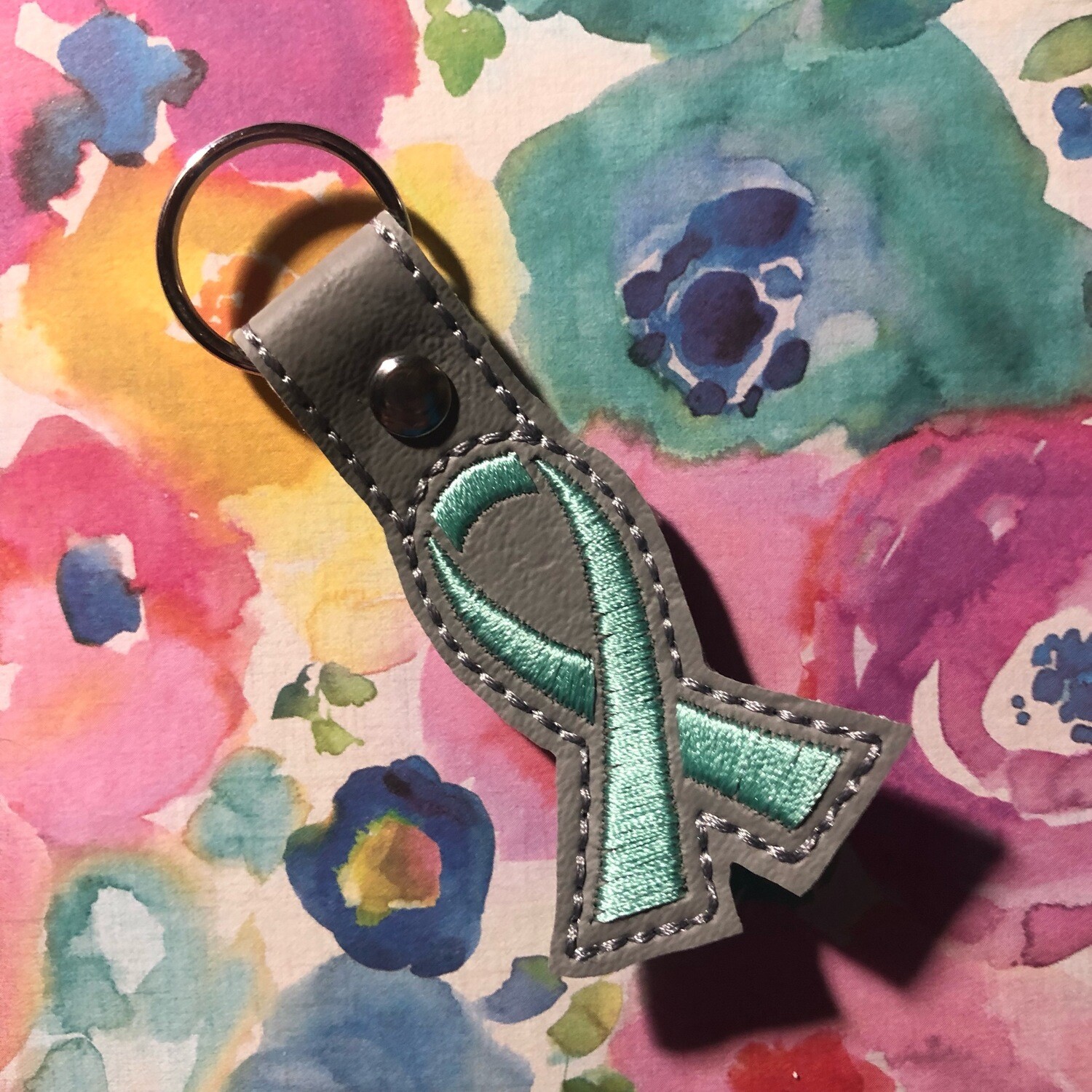 Awareness Ribbon - Teal Glitter Back