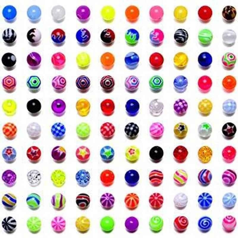 Threaded Ball - UV Plastic - Mixed