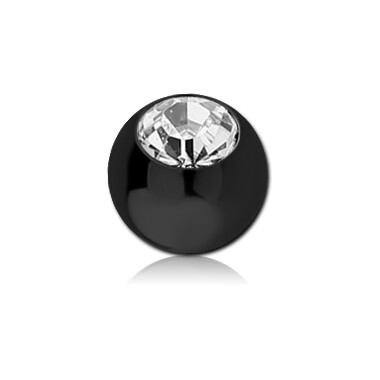 Threaded Ball - Black Surgical Steel - Jewelled