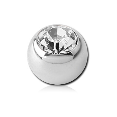 Threaded Ball - Surgical Steel - Jewelled, Size: 3mm; 16g (1.2mm) Thread, Jewel: Clear CZ