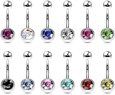 14G Belly Bananabar - Surgical Steel - Single Jewel