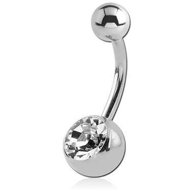 14G Belly Bananabar - Surgical Steel - Single Jewel