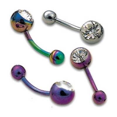 14G Belly Bananabar - Titanium - Single Jewel