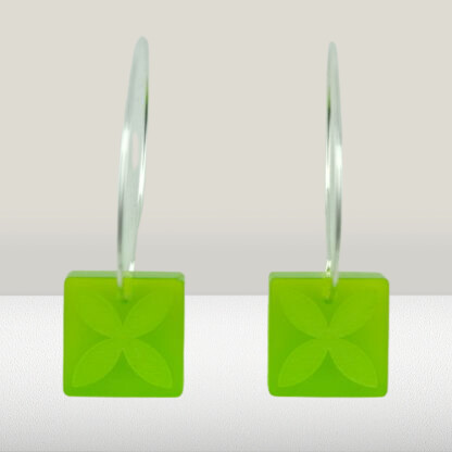 Frangipani Square Earrings - Green
