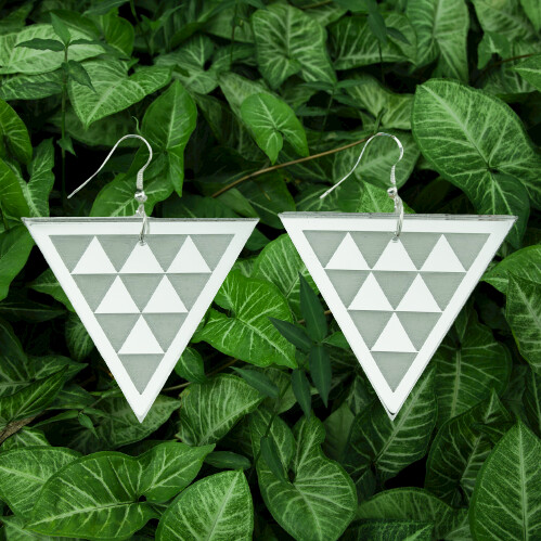 Taaniko Triangle Silver Earrings