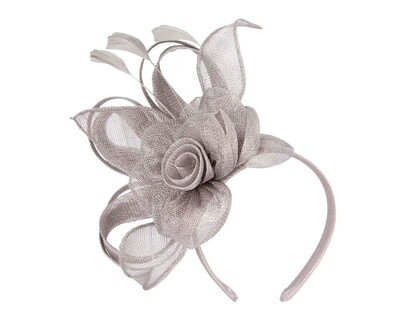 Silver sinamay flower headband