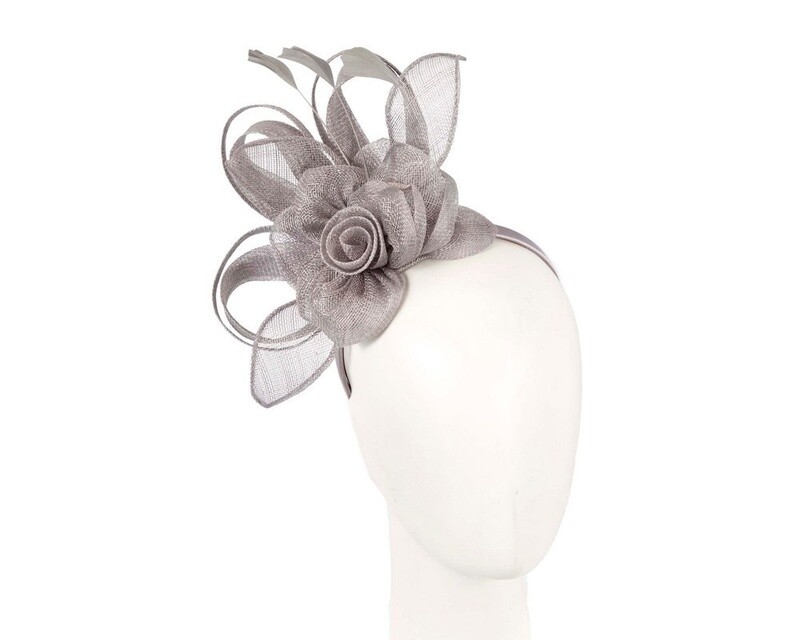 Silver sinamay flower headband