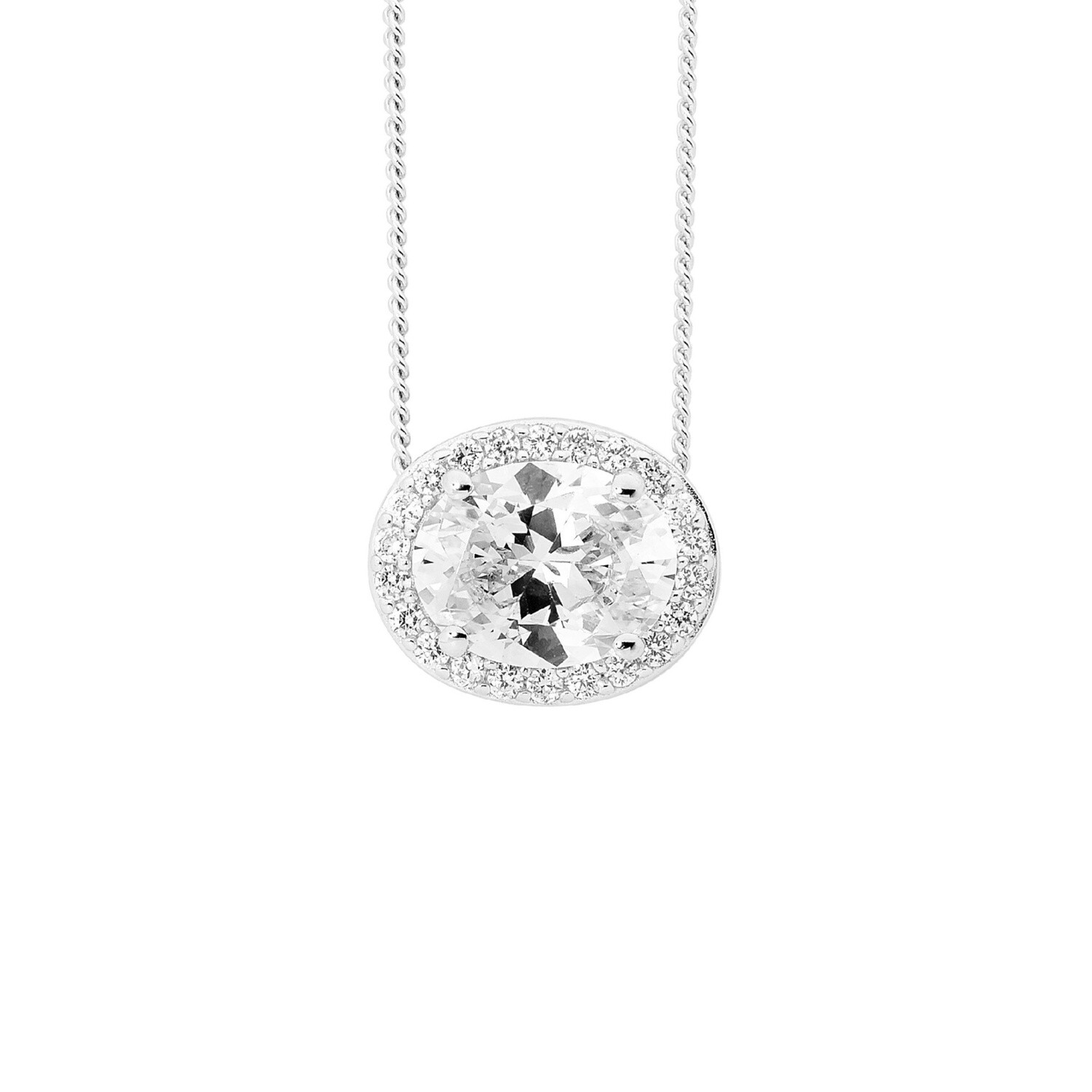 Oval CZ Surround Slider Pendant