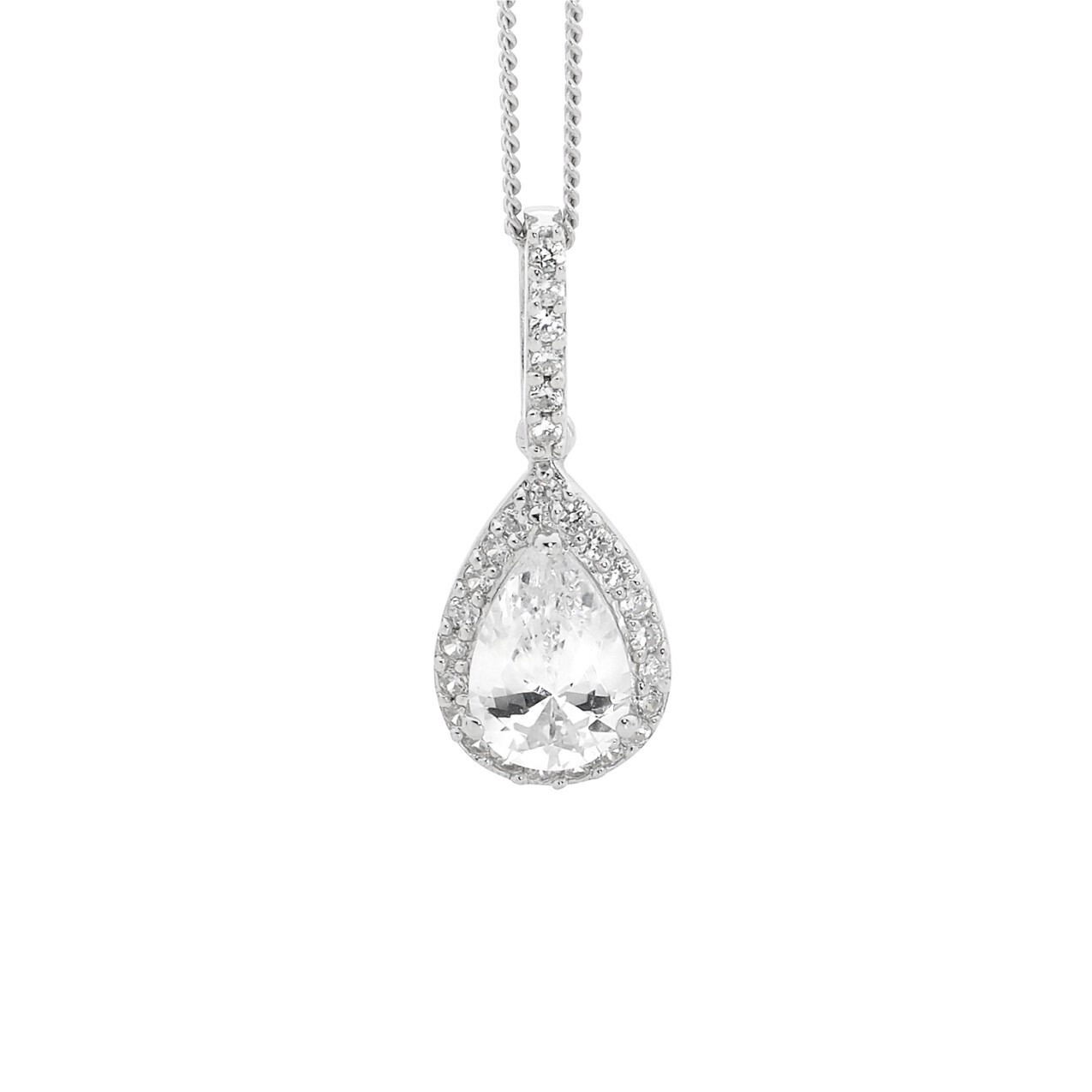 SS CZ Pear Drop Pendant