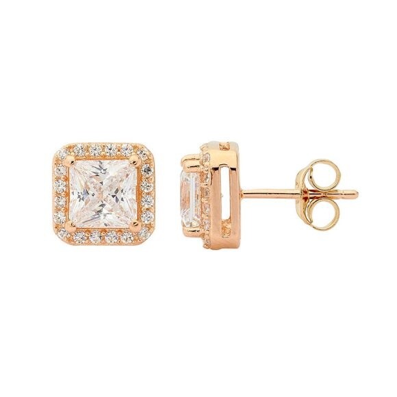 CZ Princess Cut Studs