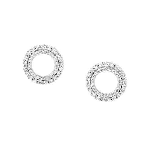 SS CZ Double Layer Circle Earrings