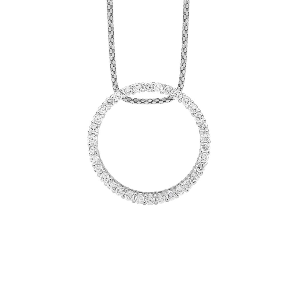 SS 20mm Circle CZ Pendant
