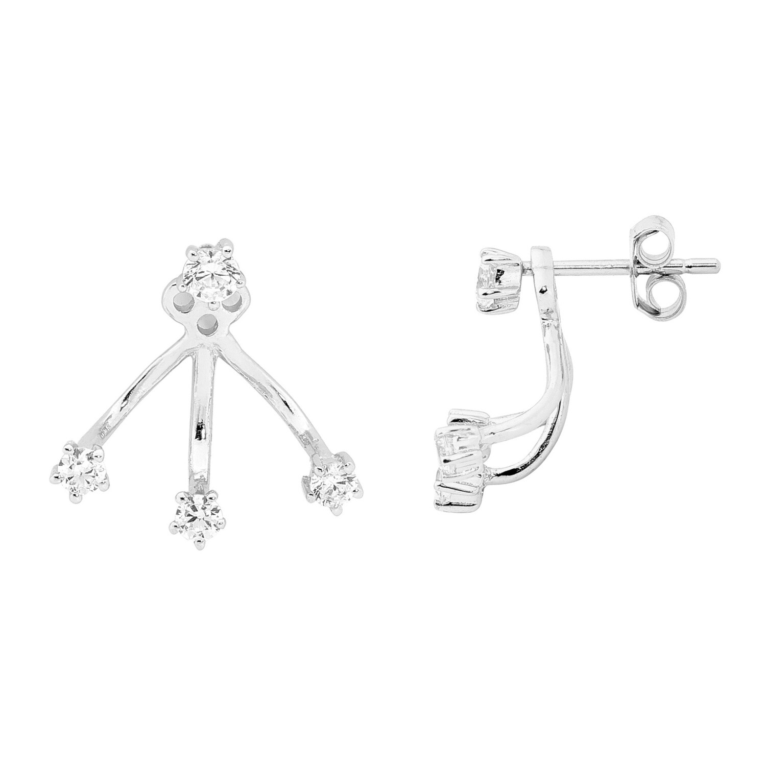 SS CZ Stud Under Ear Earrings