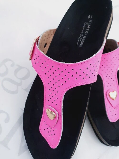 Leather Hedda Sandal - Neon Pink - Size 37