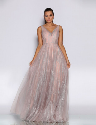 Jadore | JX2048 Sequin Tulle A-Line Gown - Pink - Size 12