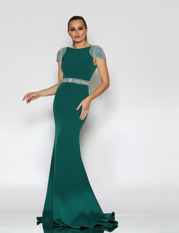 Jadore | J9003 Cap Sleeve Gown - Emerald - Size 16