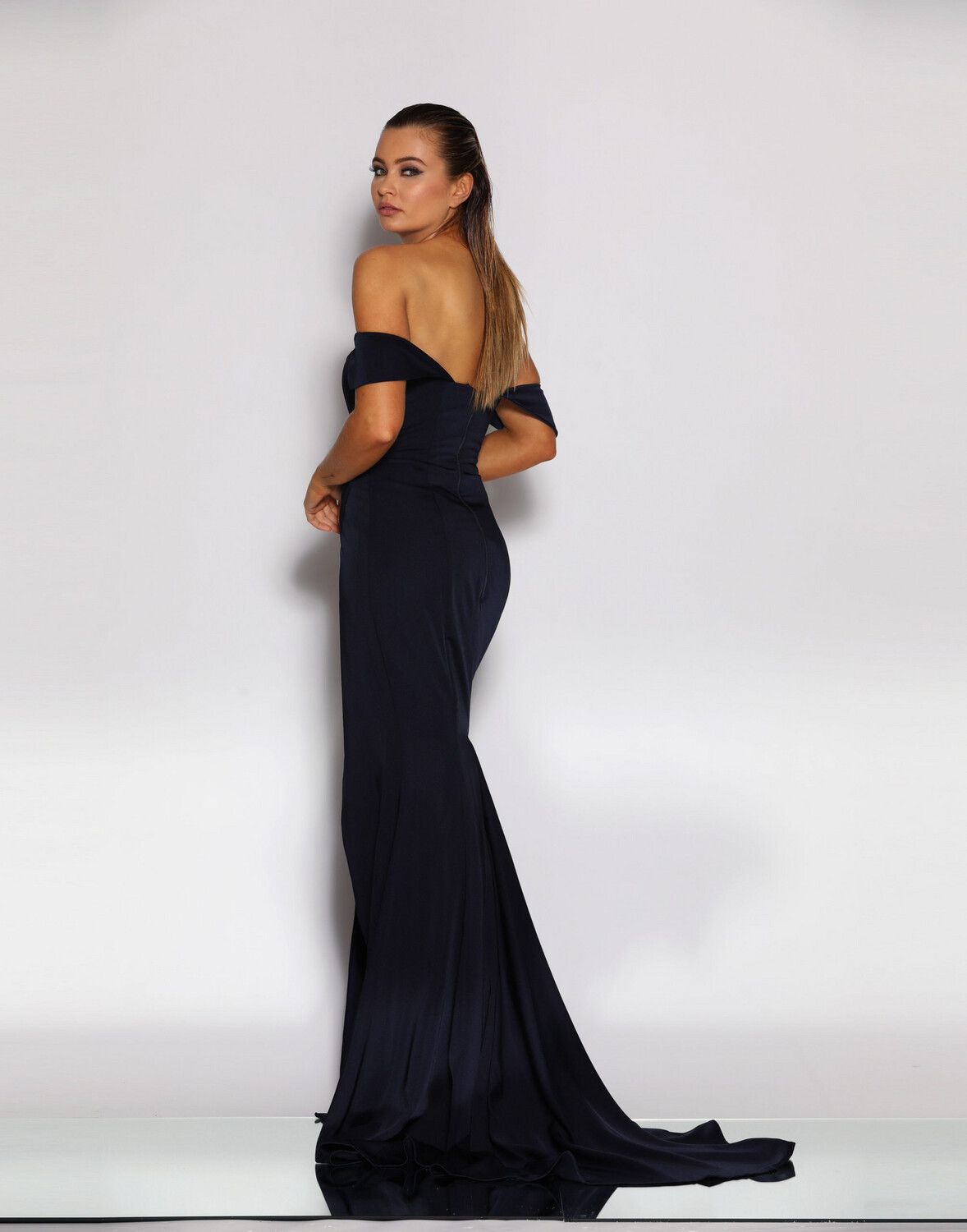 Jadore | JX2080 Off Shoulder Gown - Navy