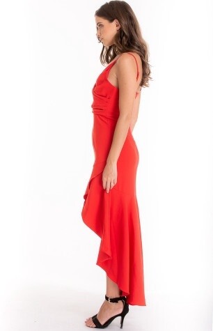 Style State | Wrap Bodice Dress - Red