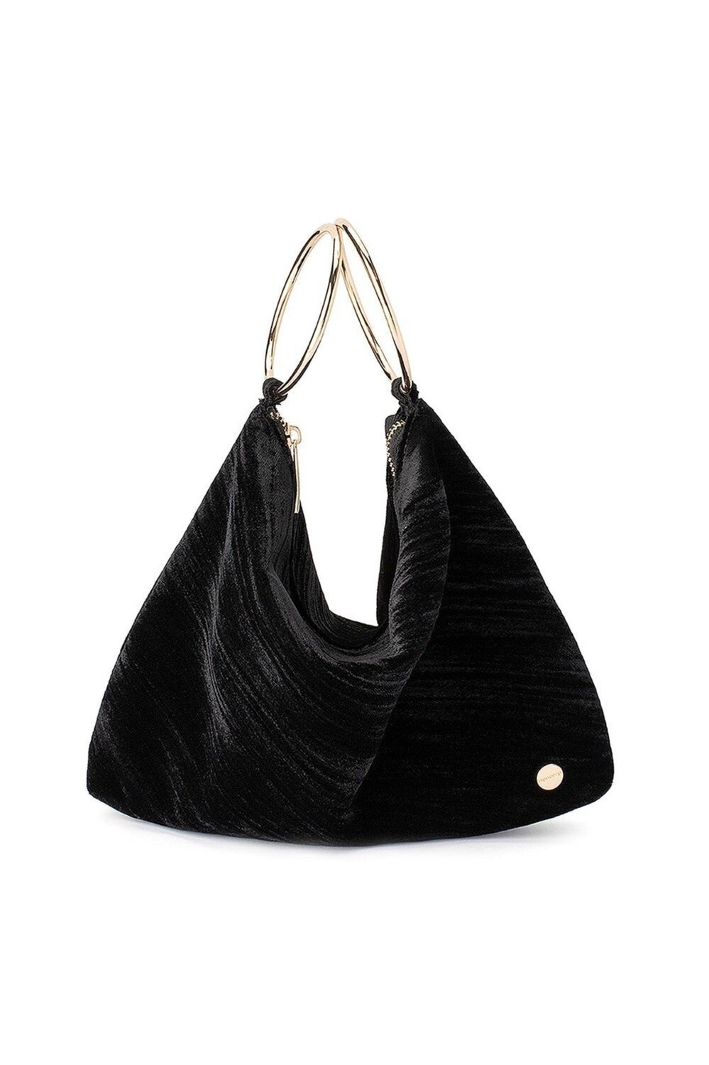 Olga Berg | OB2079 Velvet Bag with Gold Rings - Black