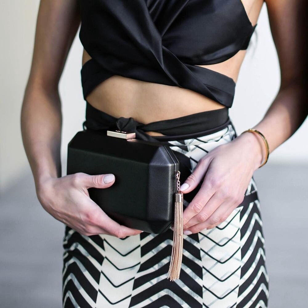 Olga Berg | OB7151 Faceted Clutch with Tassel