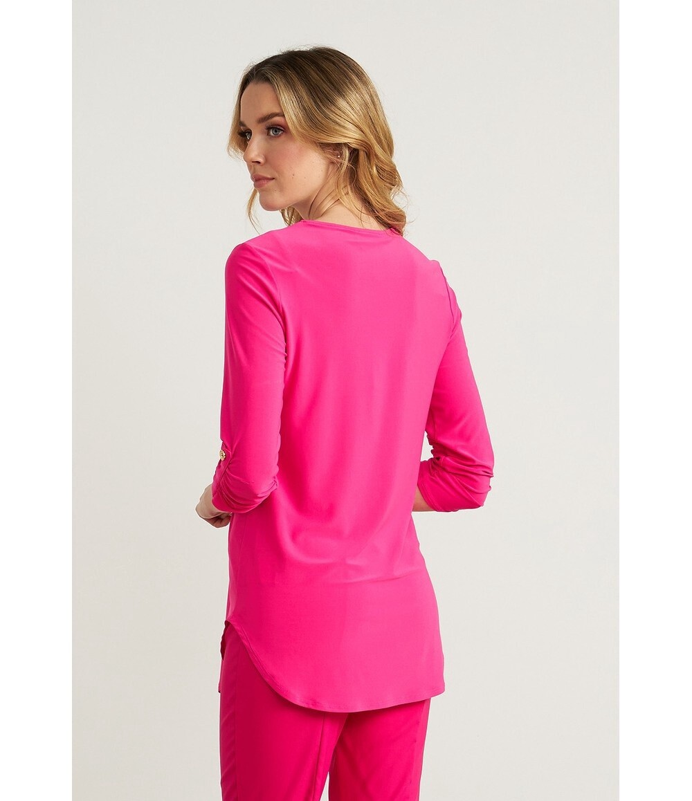 Joseph Ribkoff | Azalea Gold Zipper Detail Top - Fucshia