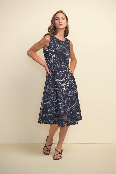 Joseph Ribkoff | 211299 Floral Print Sheer Trim Short Dress
