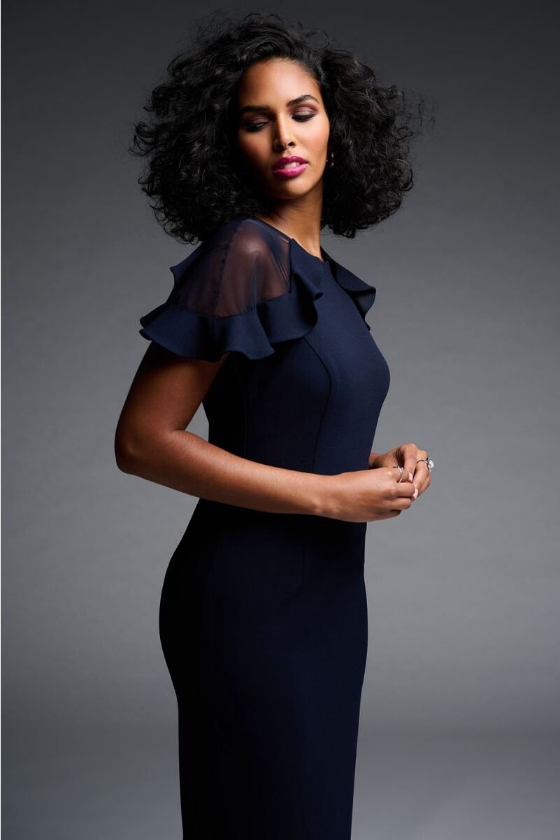 Joseph Ribkoff | 223744 Sheer Shoulder Dress - Navy