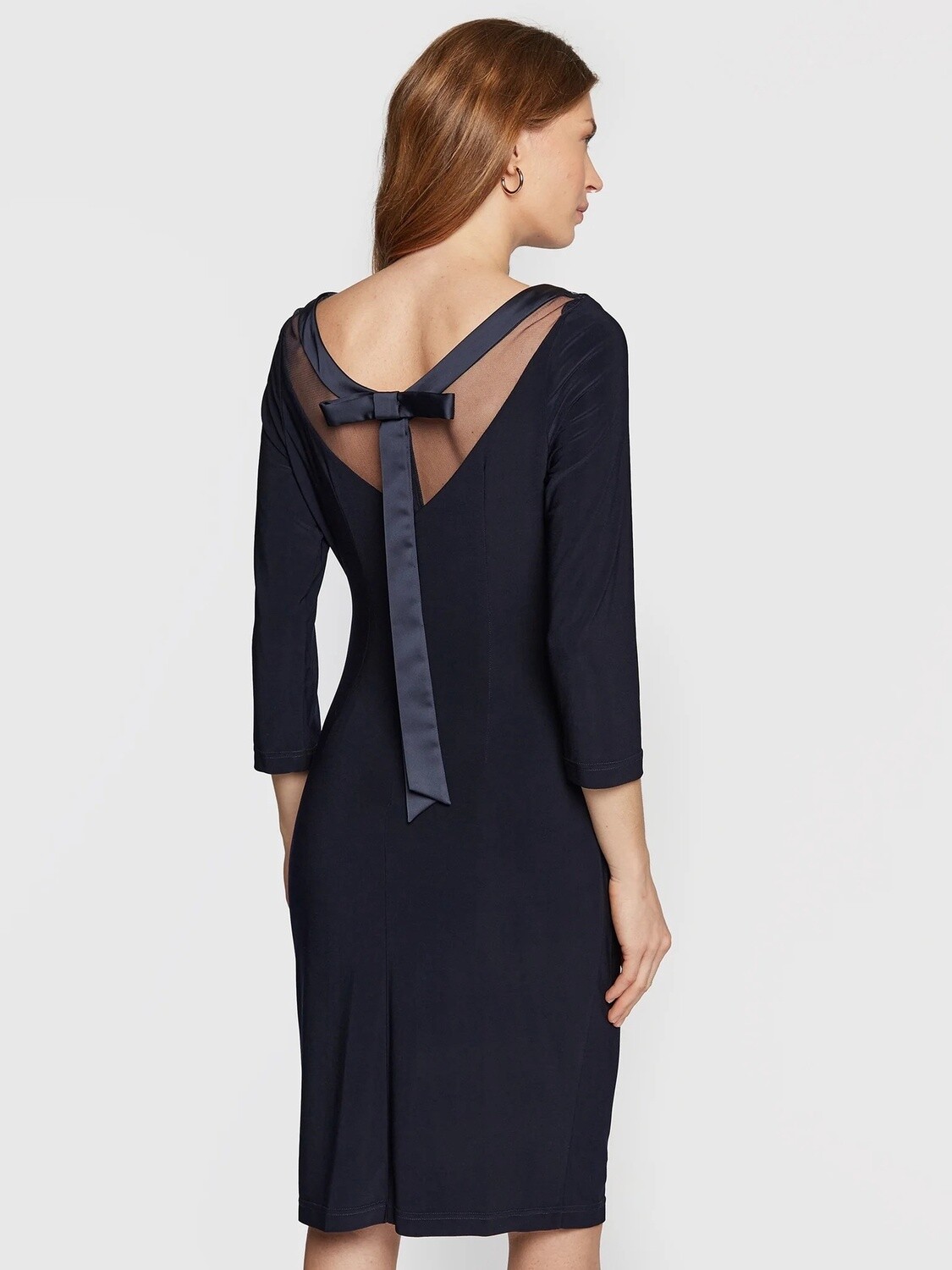 Joseph Ribkoff | 223747 Sheer Neckline Dress - Navy - Size 12