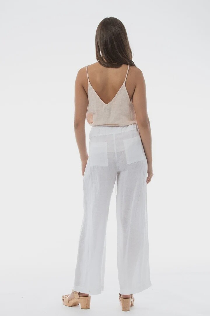 Kaja | Jada Lined Linen Pant - White