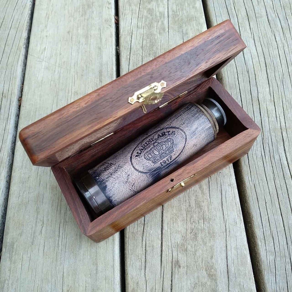 Telescope Brass In Wooden Case