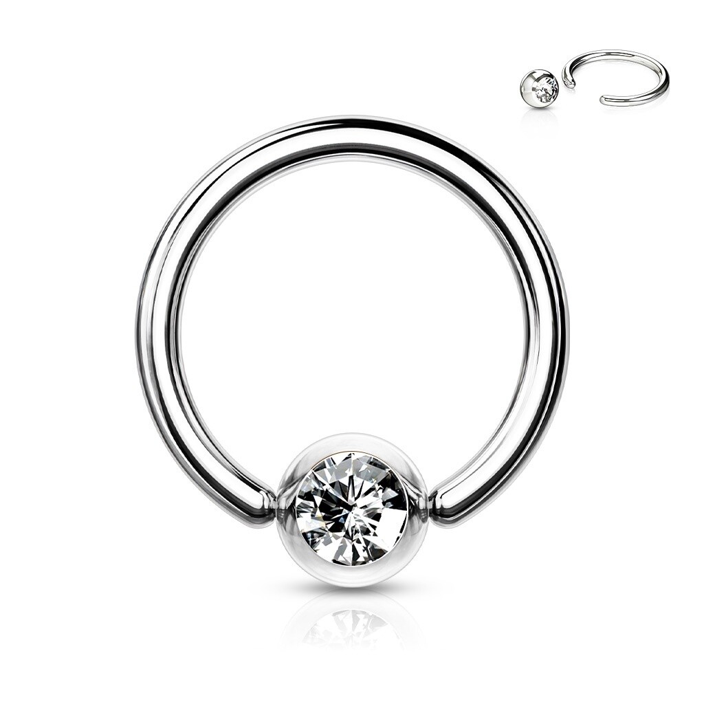 14G BCR - Surgical Steel - 6mm Jewel Ball
