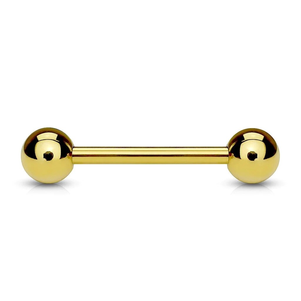 16G Micro Barbell - Gold Zircon - 3mm Ball, Size: 8mm