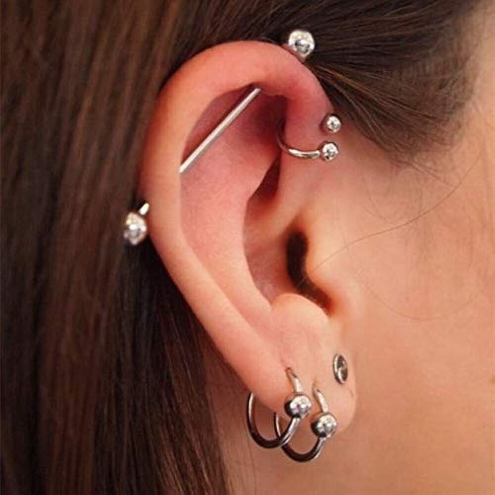 14G Industrial Barbell - Surgical Steel - 6mm Ball