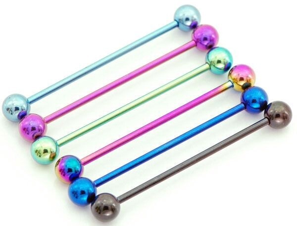 14G Industrial Barbell - Titanium - 6mm Ball
