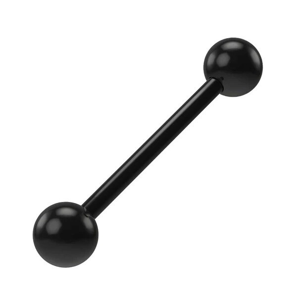 14G Barbell - Black Surgical Steel 5mm Ball