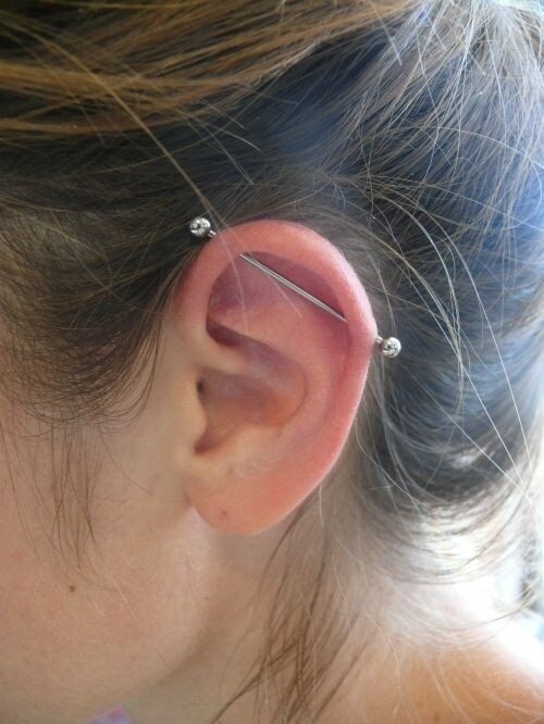 14G Industrial Barbell - Surgical Steel - 5mm Ball
