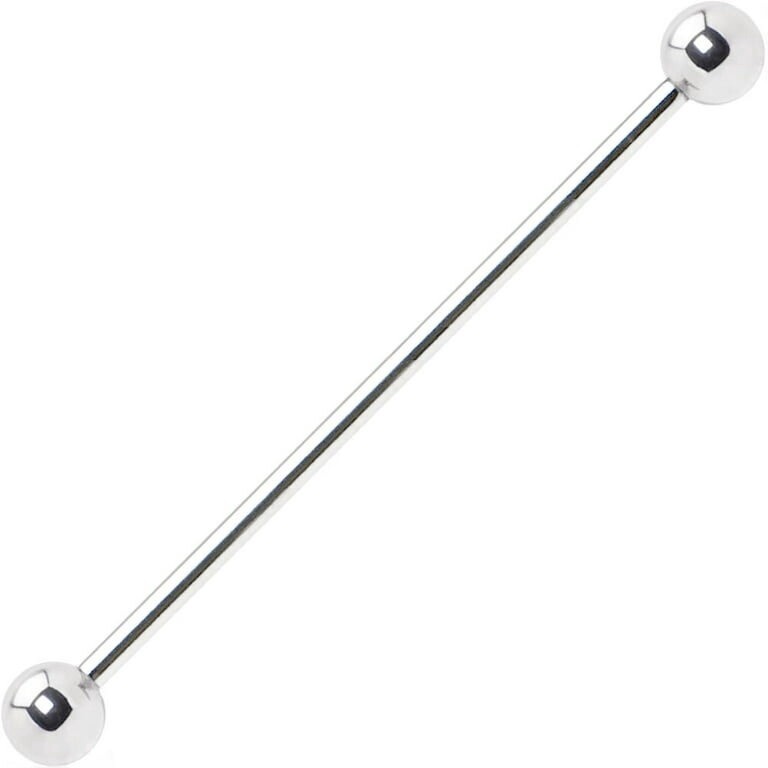 14G Industrial Barbell - Surgical Steel - 6mm Ball