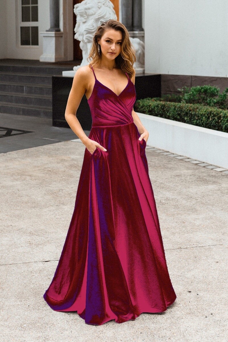 V Neck A Line Gown