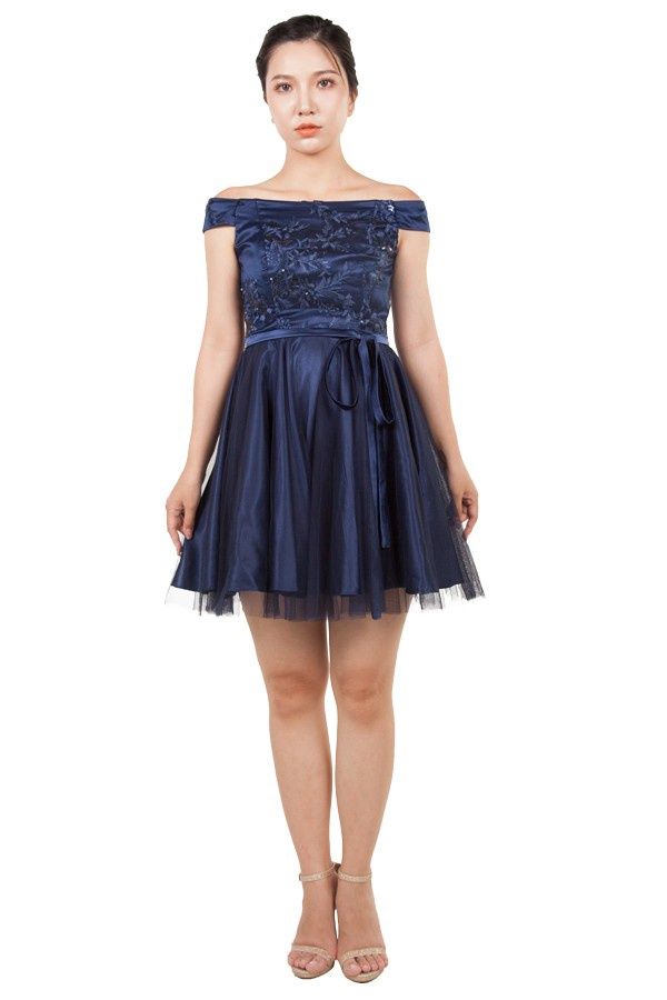 Off Shoulder A-Line Short Cocktail